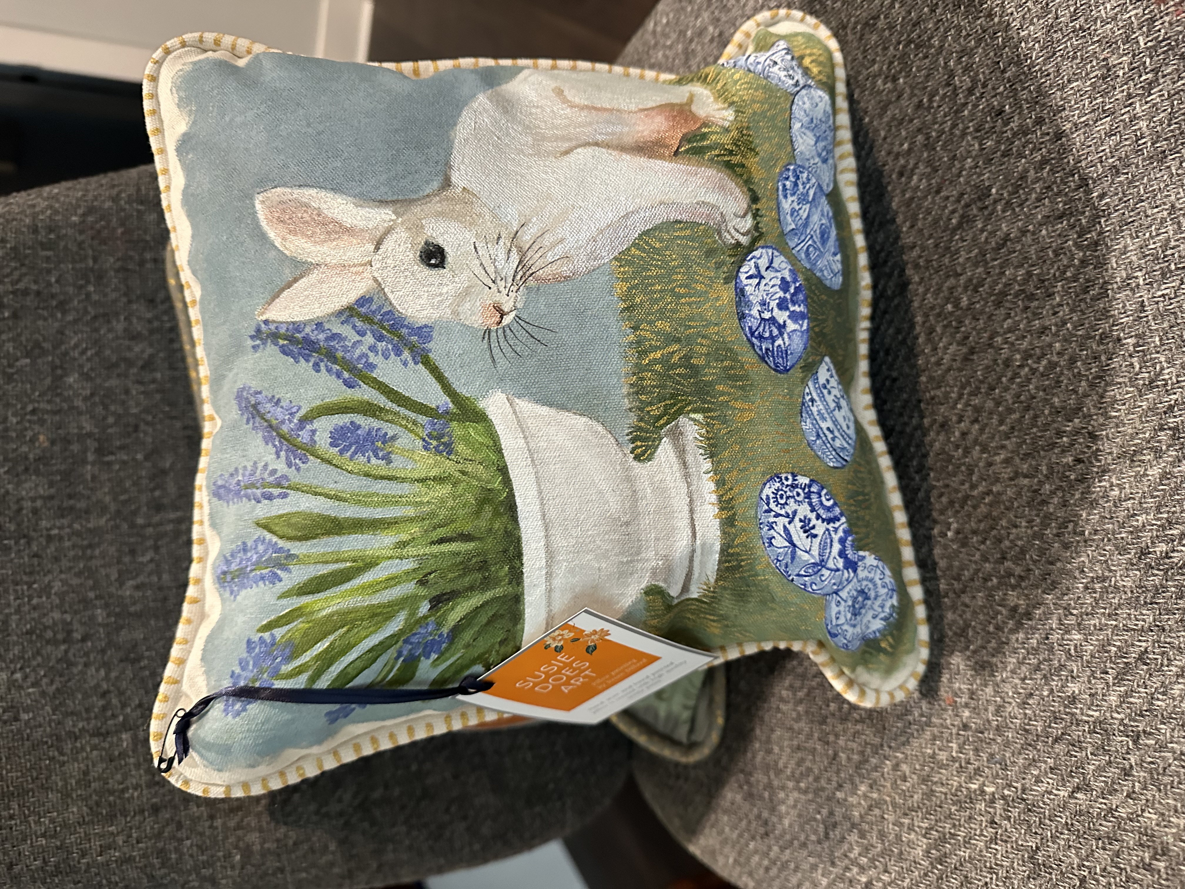 Easter Pillow with Blue Eggs